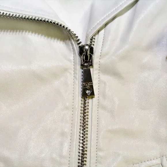 GUESS LS Hart Bright White Moto Jacket NWT Sz LG Women - Picture 6 of 8